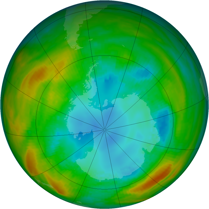 Antarctic ozone map for 17 August 1982